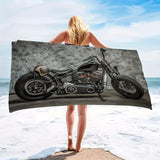 1pc Motorcycle Pattern Beach Towel, Soft Absorbent Beach Towel, Lightweight Beach Blanket, Holiday Essential Gifts, Beach Essentials