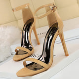 BIGTREE Shoes Summer Women Sandals Satin Hollow High Heels Stiletto Fashion Sandles Women Heels Ladies Shoes Women's Sandals