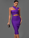 Zingj Dresses for Women 2022 Purple Bodycon Dress Evening Party Elegant Sexy Cut Out Midi Birthday Club Outfit Summer New