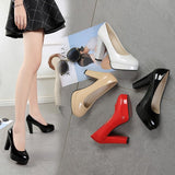 kamames kamames Size High Heels Spring 2023 New Single Shoes Round Head Thick With Patent Leather Waterproof Platform Sexy Thick Bottom Wedding Shoes Women