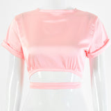 2025 open-navel tops, women's express sales, popular fashion trend women's clothing, sexy short-sleeved backless lace-up top