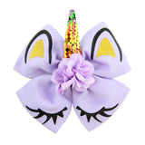 1piece High Quality Bow With Cute Ear Design Hair Clip Ribbon Bow With Unicorn Horn Hair Accessories 885