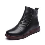 kamames kamames Shoes Cotton Shoes Leather Women's Shoes Winter Ankle Boots Middle-Aged Warm And Velvet Anti-Slip Comfortable Elderly Leather Shoes