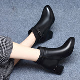 kamames kamames Heel Short Boots Women's Boots Winter 2023 New Medium-Heel Pointed Martin Boots Women's Thick Heel And Down Cotton Shoes Single Boots