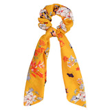 Korean Bow Long Ribbon Hair Scrunchie Chiffon Floral Print Sweet Elastic Hair Band Ponytail Hair Scarf Hair Tie Hair Accessories