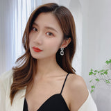 2025 Liyu's new zircon geometric stud earrings square hollow earrings S925 sterling silver needle temperament short dinner jewelry women