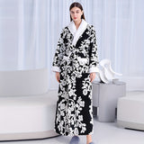 1pc Thickened Long Sleeve Bathrobe - Soft, Plush, and Cozy Unisex Loungewear for Him and Her - Perfect for Couples Relaxation Time with Delicate Flower Pattern, Ideal for Home Use, Essential Bathroom Supplies