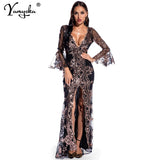 Zingj vintage Maxi Club woman summer sequin dress women party night glitter bodycon black White long dress ladies dresses vestido