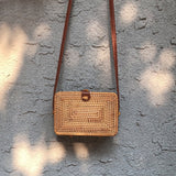 KAMAMES New Rattan Woven Bag Retro Straw Woven Beach Travel Crossbody Hand-Woven Bag Straw Bag Women's One Shoulder Handbag