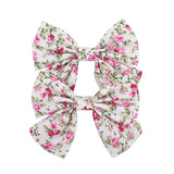 2022 Lovely Baby Girls Print Flower Bohemian Style Bow BB Hair Clips Headwear Children Cute Cotton Hairpins Hair Accessories