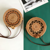 KAMAMES New Rattan Woven Bag Retro Straw Woven Beach Travel Crossbody Hand-Woven Bag Straw Bag Women's One Shoulder Handbag