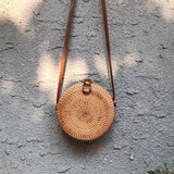 KAMAMES New Rattan Woven Bag Retro Straw Woven Beach Travel Crossbody Hand-Woven Bag Straw Bag Women's One Shoulder Handbag