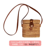 KAMAMES New Rattan Woven Bag Retro Straw Woven Beach Travel Crossbody Hand-Woven Bag Straw Bag Women's One Shoulder Handbag