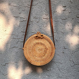 KAMAMES New Rattan Woven Bag Retro Straw Woven Beach Travel Crossbody Hand-Woven Bag Straw Bag Women's One Shoulder Handbag