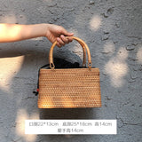 KAMAMES New Rattan Woven Bag Retro Straw Woven Beach Travel Crossbody Hand-Woven Bag Straw Bag Women's One Shoulder Handbag