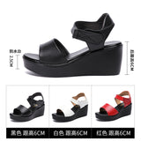 kamames Summer New Thick-Soled Sandals Women's 6Cm Slope Heel Sandals Middle Heel Waterproof Table Large Size Comfortable Muffin Fishmouth Shoes