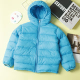 Kid's Solid Color Hooded Padded Jacket, Light-weight Warm Zip Up Coat, Boy's Clothes For Winter Outdoor, As Gift