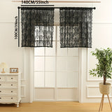 1pc Exquisite Black Lace Curtain - Luxurious Rod Pocket Window Treatment for Bedroom, Office, Kitchen, Living Room, and Study - Elevate Your Home's Ambiance with Style, Comfort, and Privacy