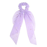 Korean Bow Long Ribbon Hair Scrunchie Chiffon Floral Print Sweet Elastic Hair Band Ponytail Hair Scarf Hair Tie Hair Accessories
