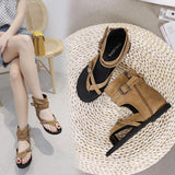 kamames New Heightened Women's Shoes With High Toes, High Heels, Retro Roman Shoes, Toe Flat-Soled Sandals In Summer