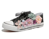 Sneakers Wedges Canvas shoes Women's casual shoes Women's handmade custom Three-dimensional sequins Flowers White Flat