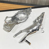 kamames Minority High Heels Silver Baotou Sandals 2024 New Spring And Summer Slippers Fairy Shoes