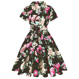 kamames Bird Print Summer 2022 Women Vintage Dress Beach Green Retro Pin UP Casual Party Robe Rockabilly 60s Swing Sundress