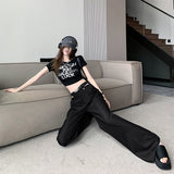 kamames kamames Suit Pants Children Summer Thin Sexy Hollow Out High Waist Wide Leg Pants Loose Hanging Sense Drag The Floor Straight Pants