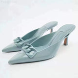 kamames ZARZ Summer Sandals Women 2022 Luxury Brand New Cross Leather Fashion Square Toe High Heel Muller Sandals Slippers Woman Shoes