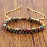 Vibrant 4mm Natural Stone Beads Handmade Yoga Bracelet - Adjustable, Braided, Colorful, One-of-a-Kind Accessory for Women - Perfect for Meditation, Spiritual Practices, and Everyday Wear