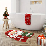 Santa Claus Plush Microfiber Bathroom Rug - Non-Slip, Absorbent, Cute Christmas Decor Shower Mat in Red & Orange