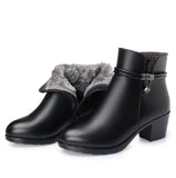 GKTINOO 2021 NEW Fashion Soft Leather Women Ankle Boots High Heels Zipper Shoes Warm Fur Winter Boots for Women Plus Size 35-43