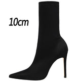 BIGTREE Shoes Women Boots Fashion Ankle Boots Pointed Toe Stretch Boots Autumn Stiletto Socks Boots High Heels Ladies Shoes 2021