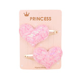 2Pcs/set Glitter Cartoon Cartoon Love Heart Crown Hair Clips For Girls Handmade Hairpins Boutique Barrette Kids Hair Accessories