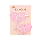 2Pcs/set Glitter Cartoon Cartoon Love Heart Crown Hair Clips For Girls Handmade Hairpins Boutique Barrette Kids Hair Accessories