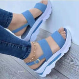 kamames Summer Plus Size Women Shoes Fashion Platform Wedge Sandals Women Height Increase Closed Toe Roman Sandals Zapatos Mujer