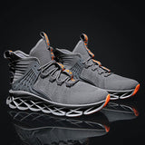 High Top Men's Running Shoes High-quality Unique Blade Sole Breathable Mesh Outdoor Profession Cushioning Jogging Sport Shoes