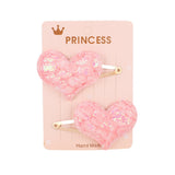 2Pcs/set Glitter Cartoon Cartoon Love Heart Crown Hair Clips For Girls Handmade Hairpins Boutique Barrette Kids Hair Accessories