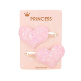 2Pcs/set Glitter Cartoon Cartoon Love Heart Crown Hair Clips For Girls Handmade Hairpins Boutique Barrette Kids Hair Accessories