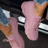 kamames Spring Fashion Shoes New Sports Shoes Women's Running Shoes Large Size Mesh Ladies Fly Weave Breathable Casual Shoes