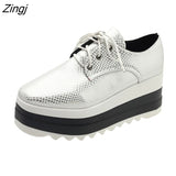 kamames Spring Women Shoes Flat Platforms serpentine Lace-Up Wedges Sneakers Ladies Oxfords Woman Flats Casual flats