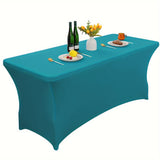 1pc, Tablecloth, Stretchable Polyester Table Cover, Washable And Wrinkle-Resistant Spandex Table Cover, Rectangular Fit For Parties, Banquets, Weddings, Cocktail Events