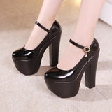 kamames Catwalk Model Catwalk Shoes Female Super High Heels 15Cm Thick Heel Waterproof Platform Round Head Nightclub Single Shoe Girl