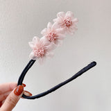 New Women Elegant Bud Chiffon Flowers Bun Maruko Hairstyles Making Long Tools Sweet Headband Hairbands Fashion Hair Accessories