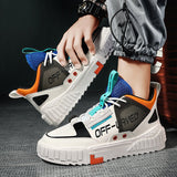 High-top Men's Sneakers 2021 New Men's Running Shoes Microfiber Leather All-match Sports Shoes Outdoor No-slip Trendy Men Shoes