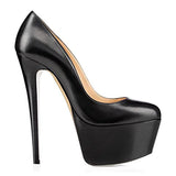 kamames Round Head Waterproof Table Super High Heels Large Size Single Shoes Sexy Platform Heels