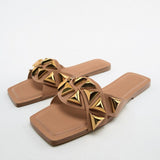 kamames ZARZ 2022 Summer New Fashion Crystal Square Toe Flat Sexy Outer Wear Sandals And Slippers Women Luxury Brand Woman Beach Shoes