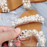 kamames ZAR 2022 Summer New Women's Shoes With Girly Beach Shoes Casual Flat Pearl Slippers For Women's Outer Wear Luxury Plus Size 43