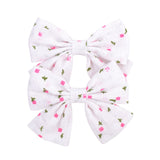 2022 Lovely Baby Girls Print Flower Bohemian Style Bow BB Hair Clips Headwear Children Cute Cotton Hairpins Hair Accessories