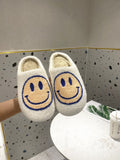 FUNNY FUNKY 2021 Winter Women's Shoes New Purple Happy Face Decor Fluffy Faux Fur Smiley Shoes for Women House Female Slippers